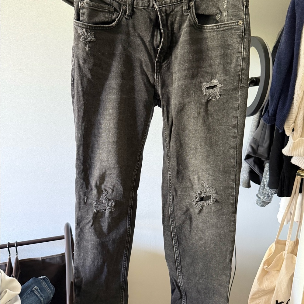 Distressed Black Jeans (“Mens”, or for rebels and queers like me)